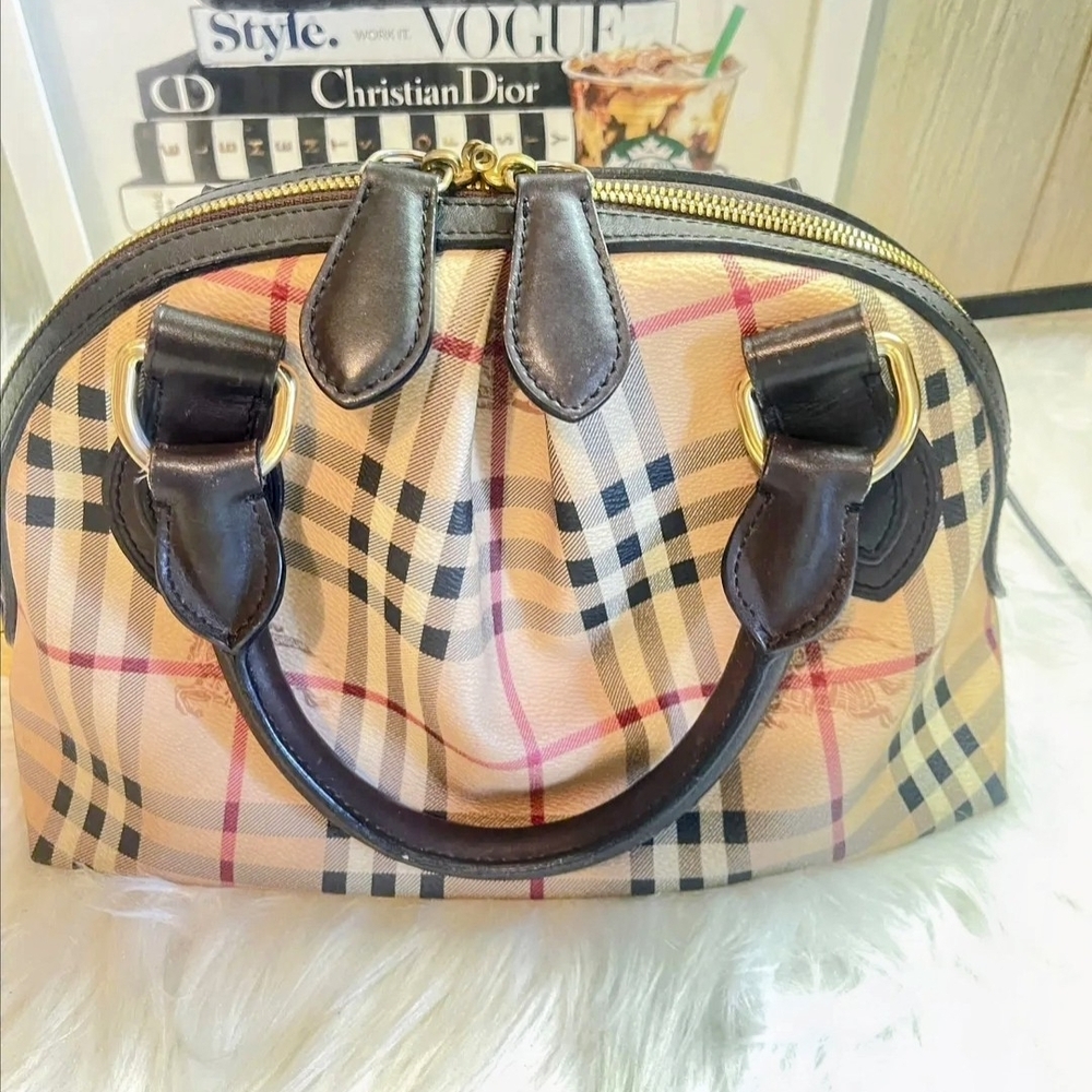 Burberry Tan and Brown Checkered Satchel!